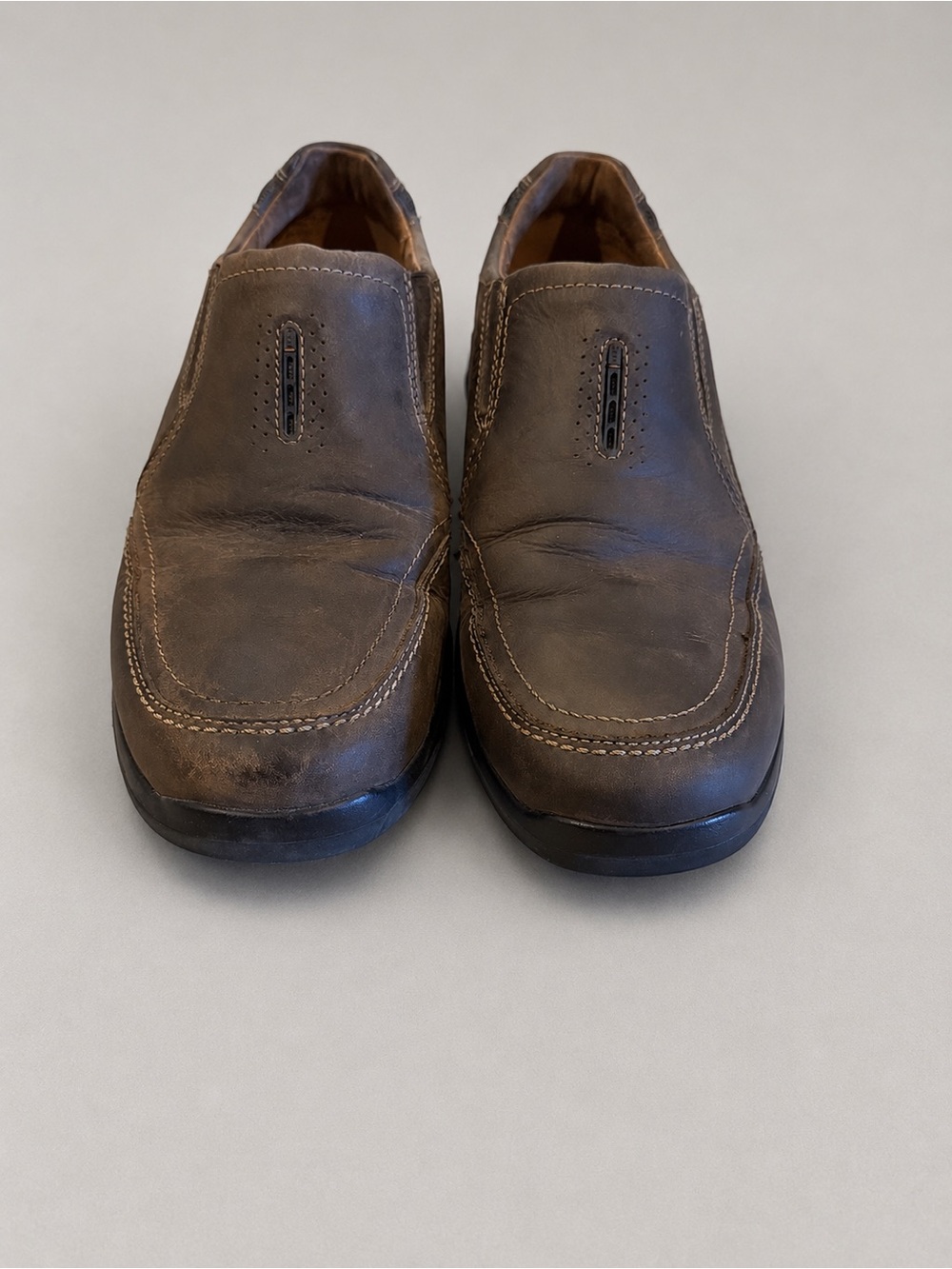 Clarks Unstructured Un.Venton Brown Leather Slip-On Shoes Men’s 11W